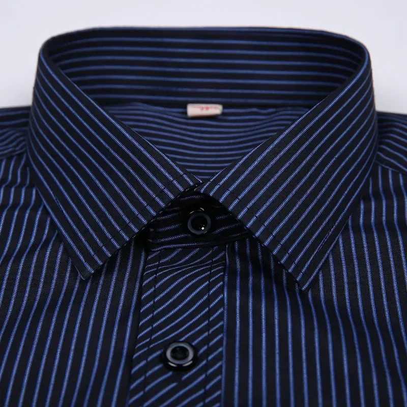 New Formal Fashion Social Long Sleeved Business Work Plus Size Mens Striped Dress Shirts Smart Casual Shirt SIZE 47 48 J251017