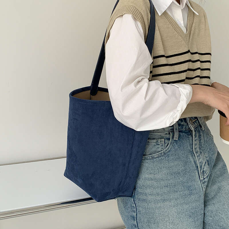 High-End Niche Suede Women's Commuter Large Capacity Shoulder Autumn New Bucket Bag B5