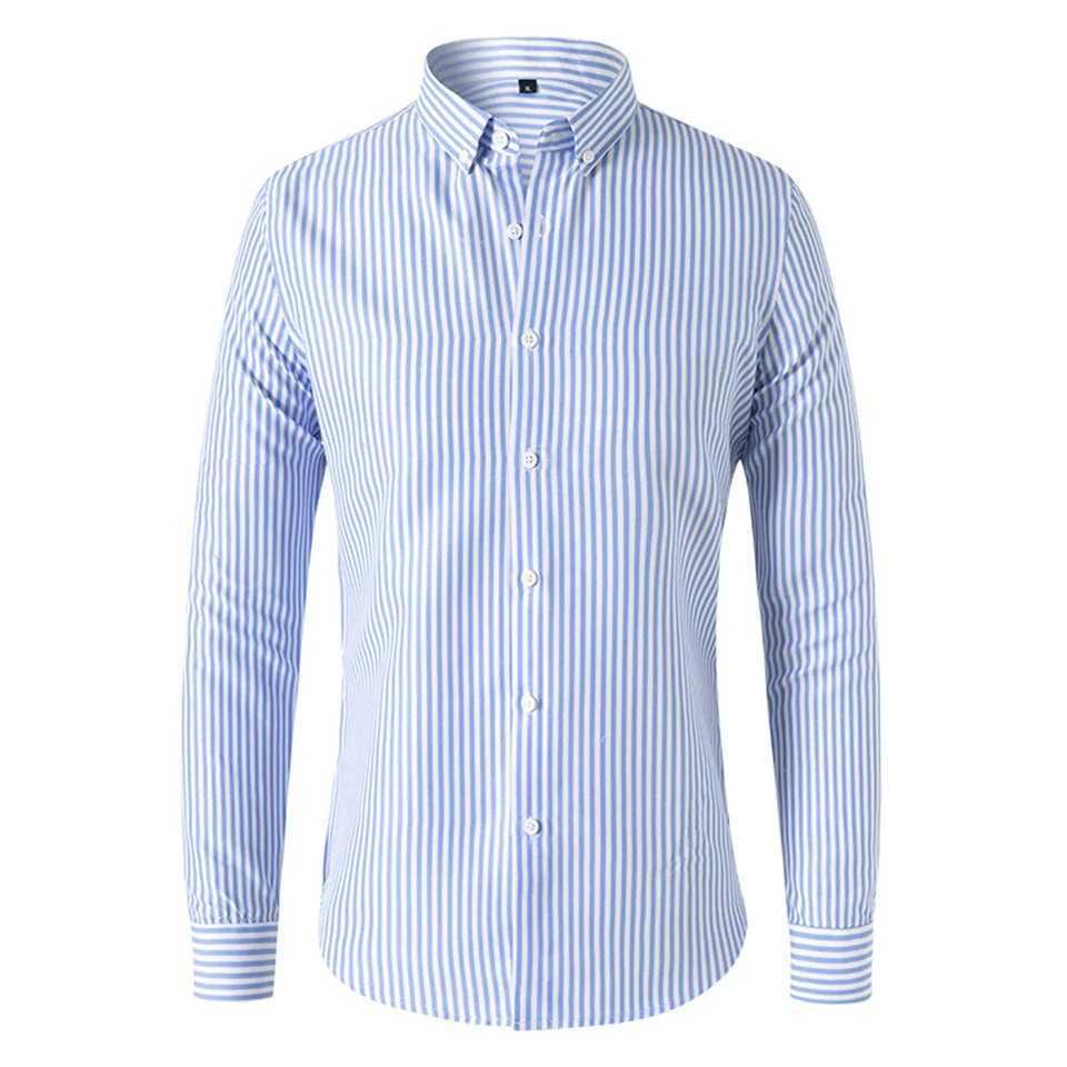 Fashion Mens Shirts And Blouses Striped Long Sleeve Single Breasted Slim Tops Lapel Party Social Shirt Clothing For Men J251017