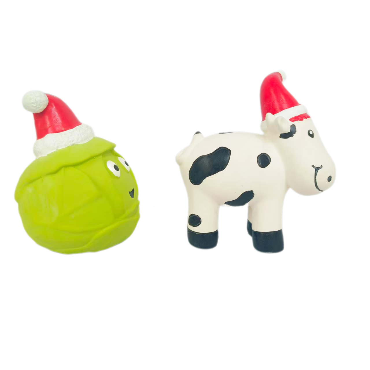 Latex Screaming Christmas Dog Toy Soft Natural Rubber Squeaky Chewy Sound Interactive Cow & Cabbage Canine Pet Toys with Bright Colors for Small & Med