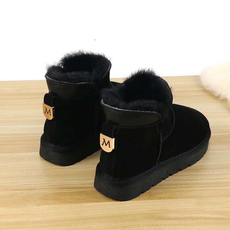 Winter New Genuine Plush Thick Cotton Shoes With Integrated Leather And Fur Anti Slip Boots