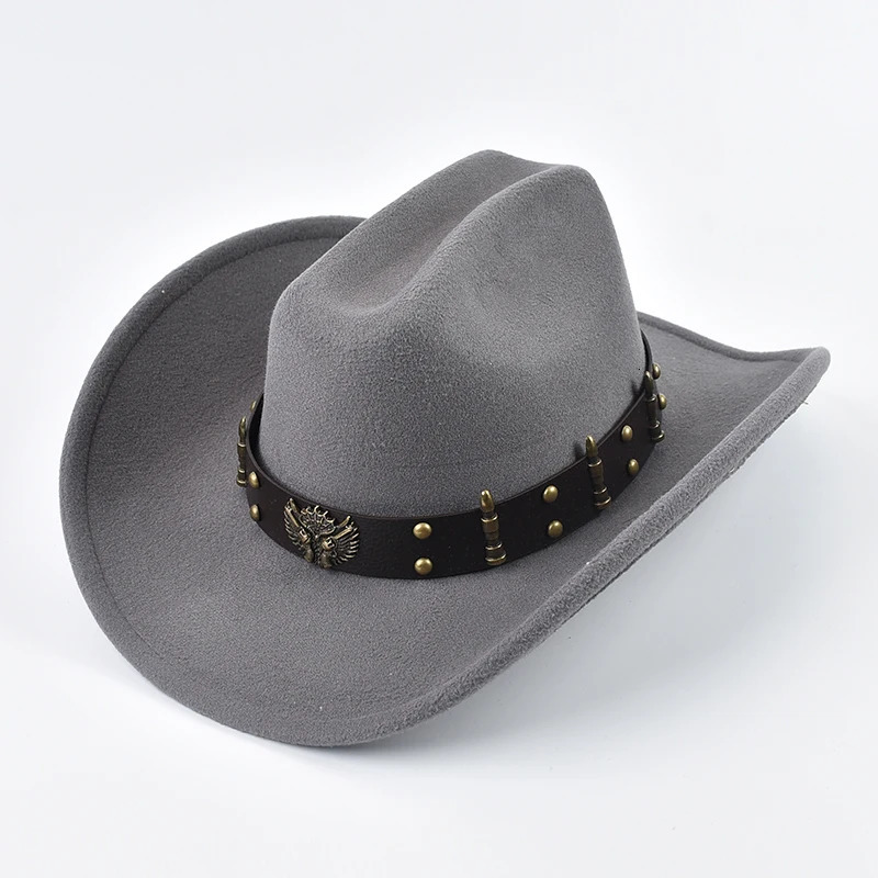 Men Women Western Cowboy Hat with Leather Vintage Bigedge Gentleman Cowgirl Hat Cloche Church Caps 251015