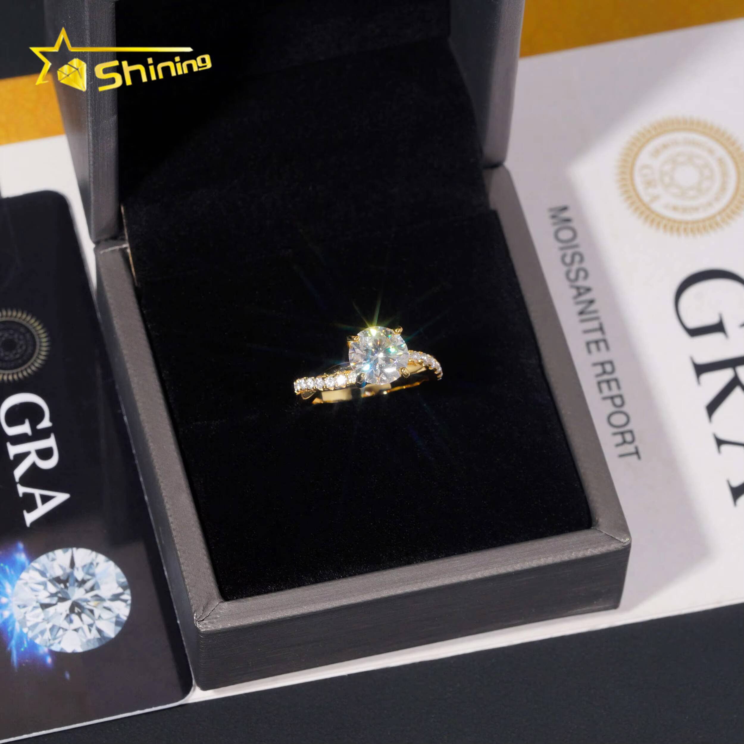 Fashion Jewelry Moissanite Diamond Wedding Rings 18K Plating Gold Sterling Silver Moissanite Ladies Wedding Rings