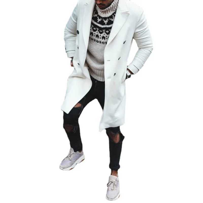 Single Breasted Overcoat Wool Men Blends Jacket Solid Coats Outerwear Long Sleeve Cardigan Turn Down Collar Pockets Casual J251017