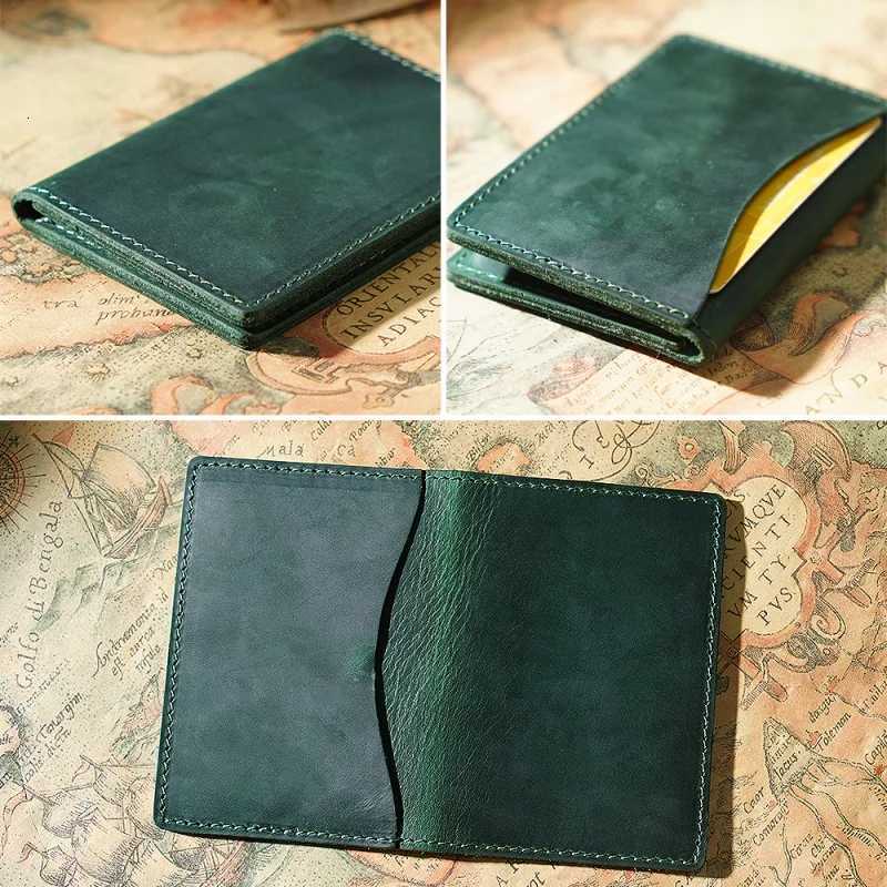 GENODERN Credit ID Card Holder for Men Vintage Crazy Horse Leather Card Case Business Women Slim Card WalletsW251017