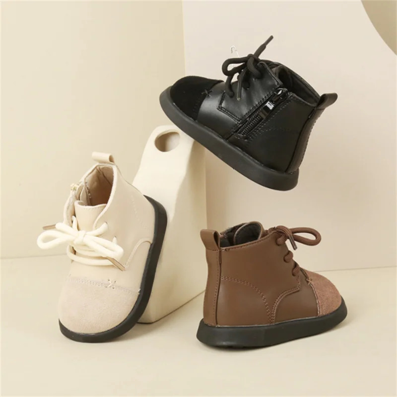 Spring Baby Shoes Leather Toddler Boys Ankle Boots Rubber Sole Infant Shoes Fashion Little Girls Boots 1525 251015