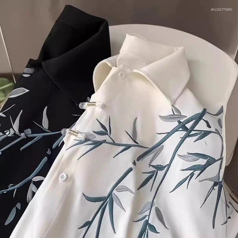 Men's Jackets Chinese Style Comfortable Spring Autumn Boyfriend Patchworks Quare Collar Embroidered Button Fashion Loose Long Sleeved Jacket