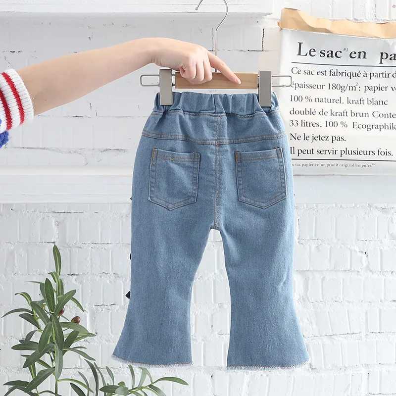 Spring Girls Jeans Pants Korean Fashion Flare Trousers Kids Casual Pants Autumn Children Trousers 12 3 4 5Yrs Toddler Girl PantsT251017