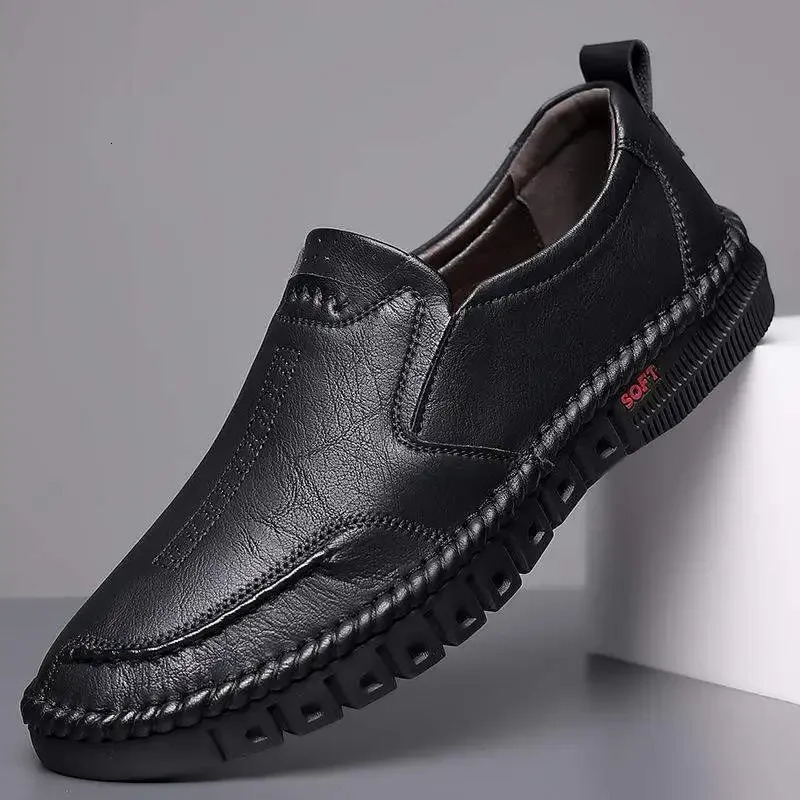 Fall Mens Casual Leather Shoes SlipOn Breathable Comfortable Business Casual Footwear Dad Shoes PU Leather Upper 251013