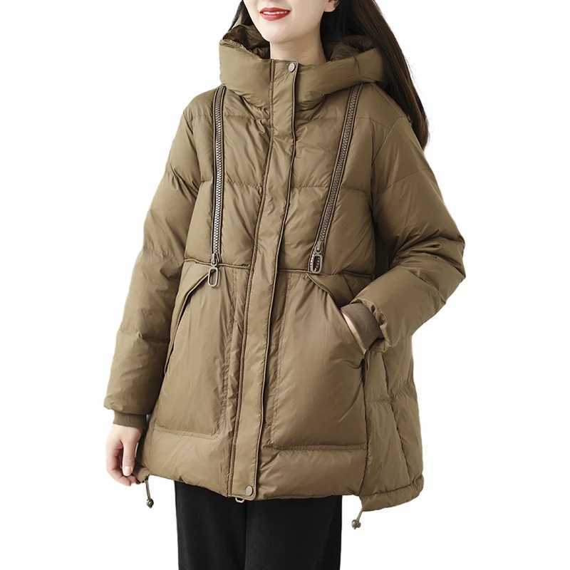 New 2023 Winter Fashion Parkas Womens Warm Loose Duck Down Jackets Ladies Casual Hooded Coats Vintage Snow Clothing W251016