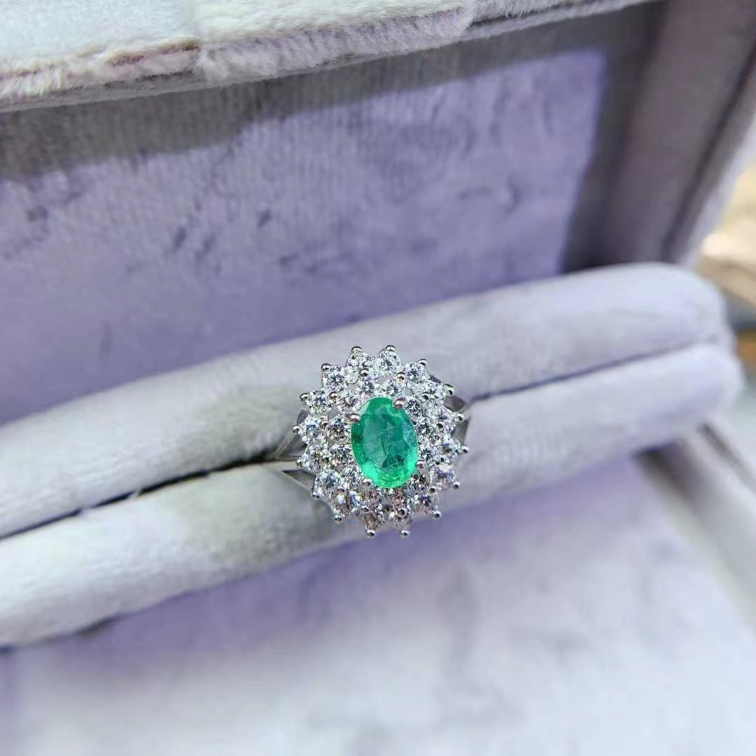 Luxury emerald wedding ring natural emerald ring with certificate solid 925 silver jewelry birthday gift for women