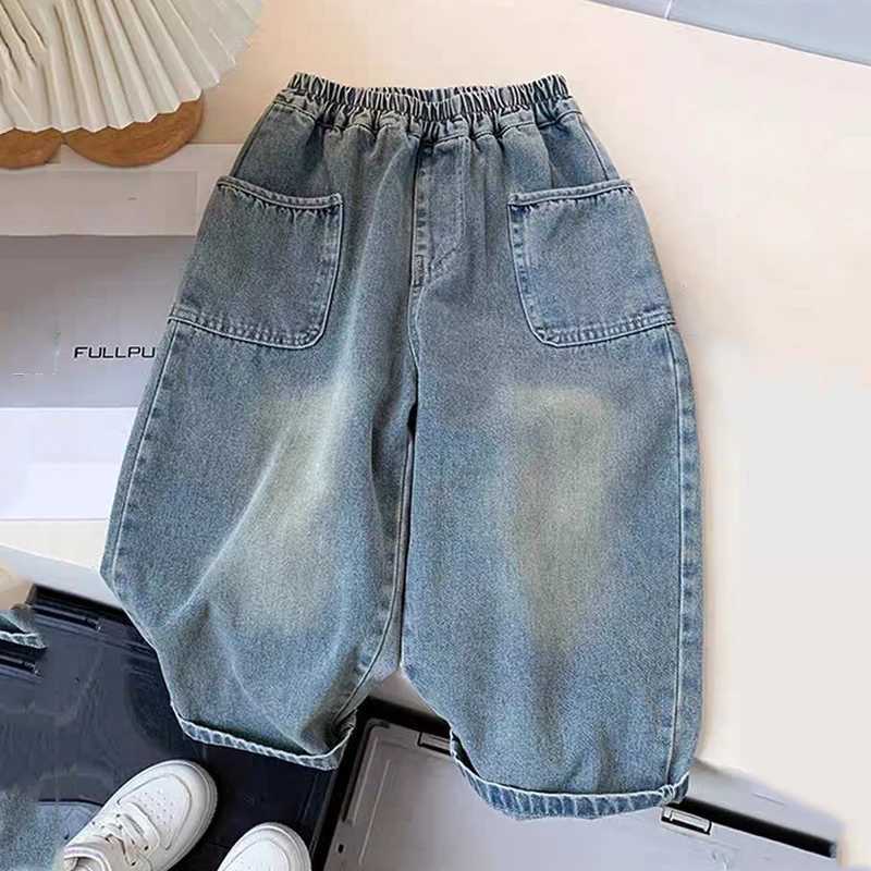 IENENS boys jeans for 26 years old Kids WideLegs Straight Trousers child trendy stuff denim pantsT251017