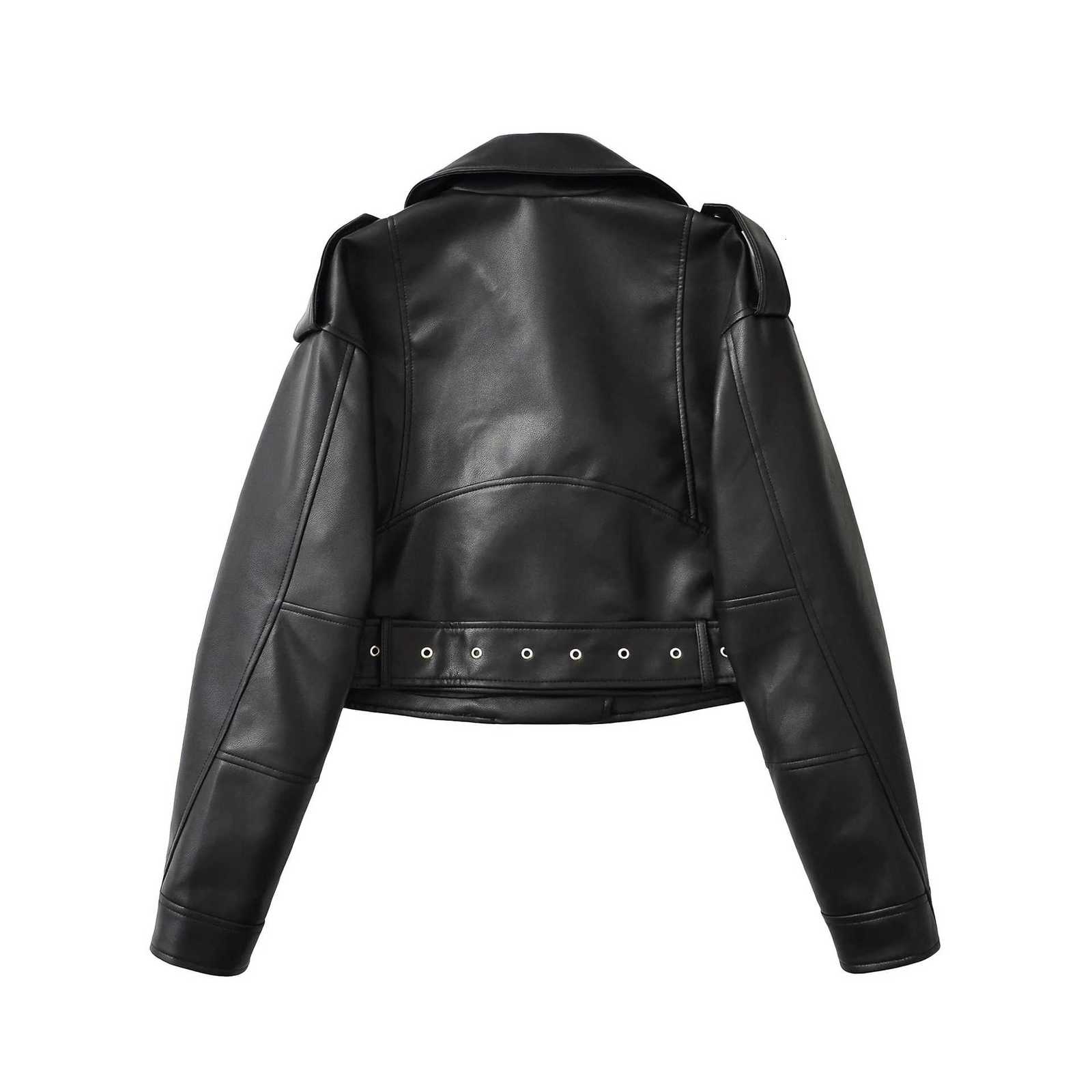 Women Pu Faux Leather Coats Short Jacket Vintage Moto Biker Coat Streetwear Zipper Turn Down Collar Outerwear Autumn 2025T251017