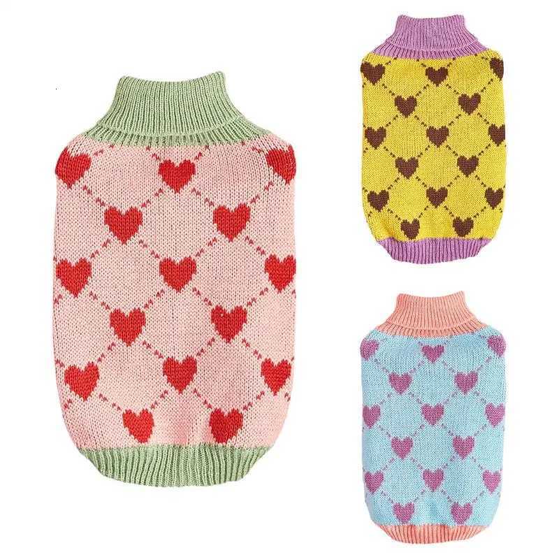 Dogs Warm Sweaters Pet Clothes Turtleneck Pullover Heart Puppy Vest Knit Cat Sweaters Dogs Sweatshirt Jackets Pet Winter ClothesW251017