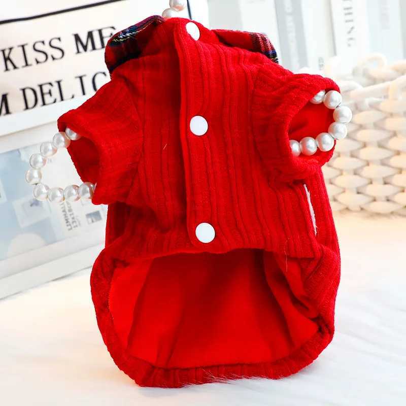 Autumn Winter Dog Clothes Thick Princess Cottonpadded Coat Red College Sweater for Small Dog PetsW251017