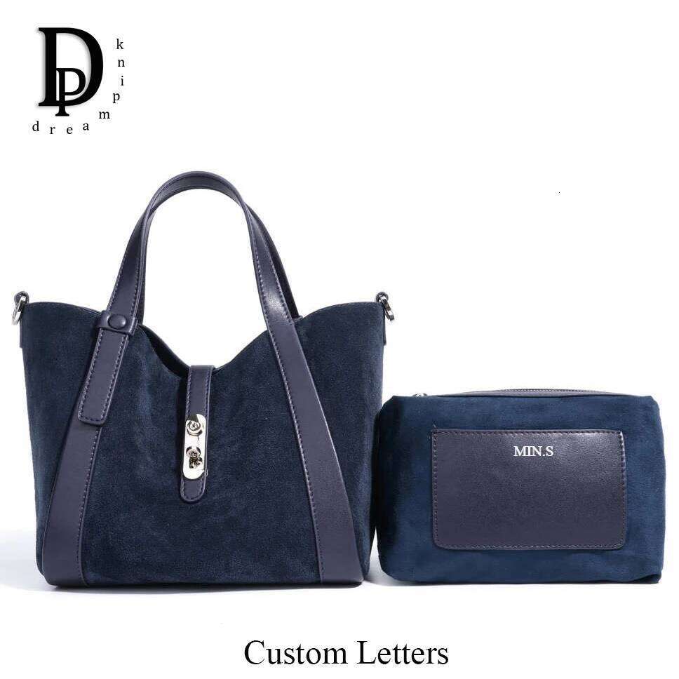 Custom Name Suede Leather Women bags Design Lock Veet Top Handle New Handbags Popular Rectangular Bucket Shoulder Bags