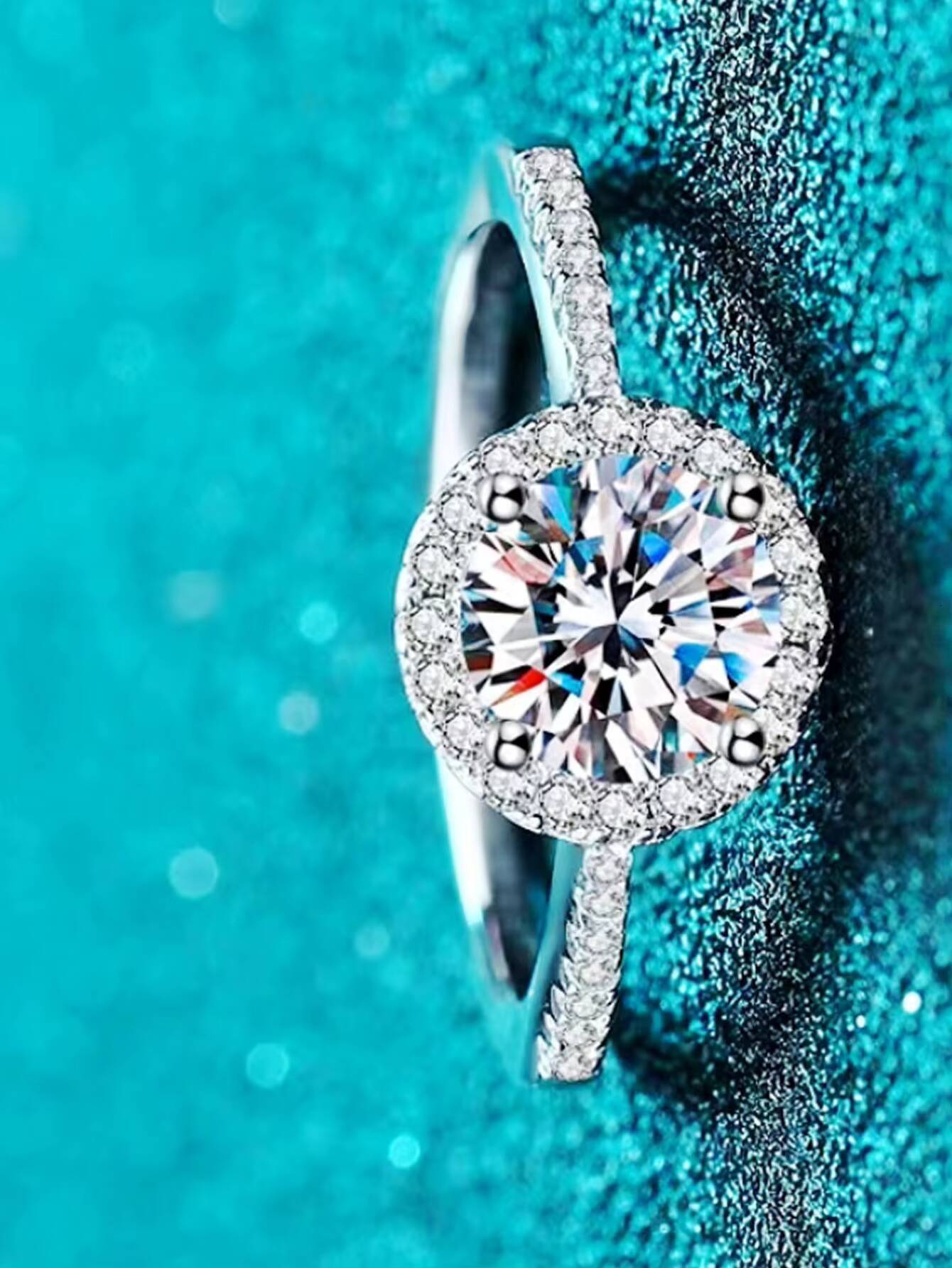 S925 Sterling Silver Moissanite Rings Diamond Round Charm Design for Wedding or Engagement Stylish Jewelry