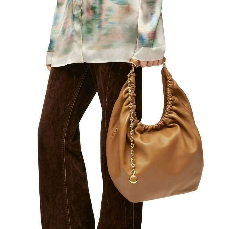 New High-Quality Luo Family Wrinkled Soft Sheepskin Handbag Chain Underarm Tote Crossbody Shoulder Bag