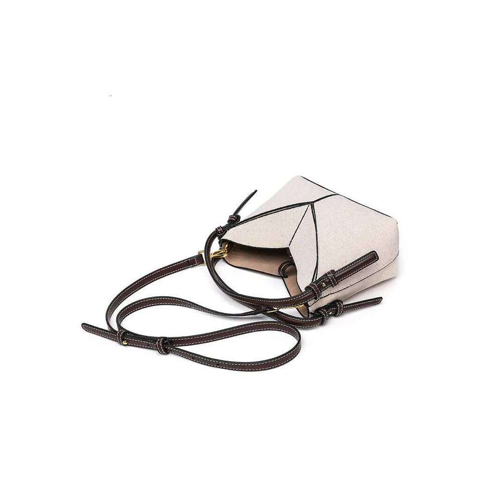 Fashion Versatile PU Canvas Bucket Shoulder And Crossbody Bags Simple Casual Sense Of Retro Handbags For Women