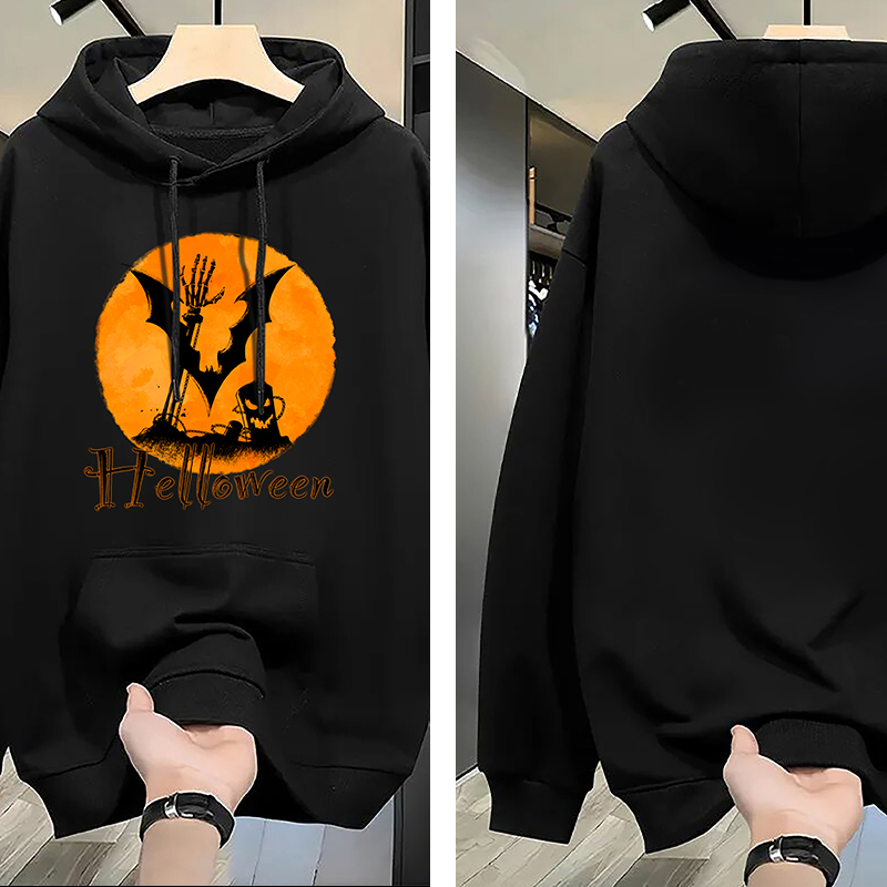 Men's winter hollow pullover printed with Halloween patterns on sweatshirts