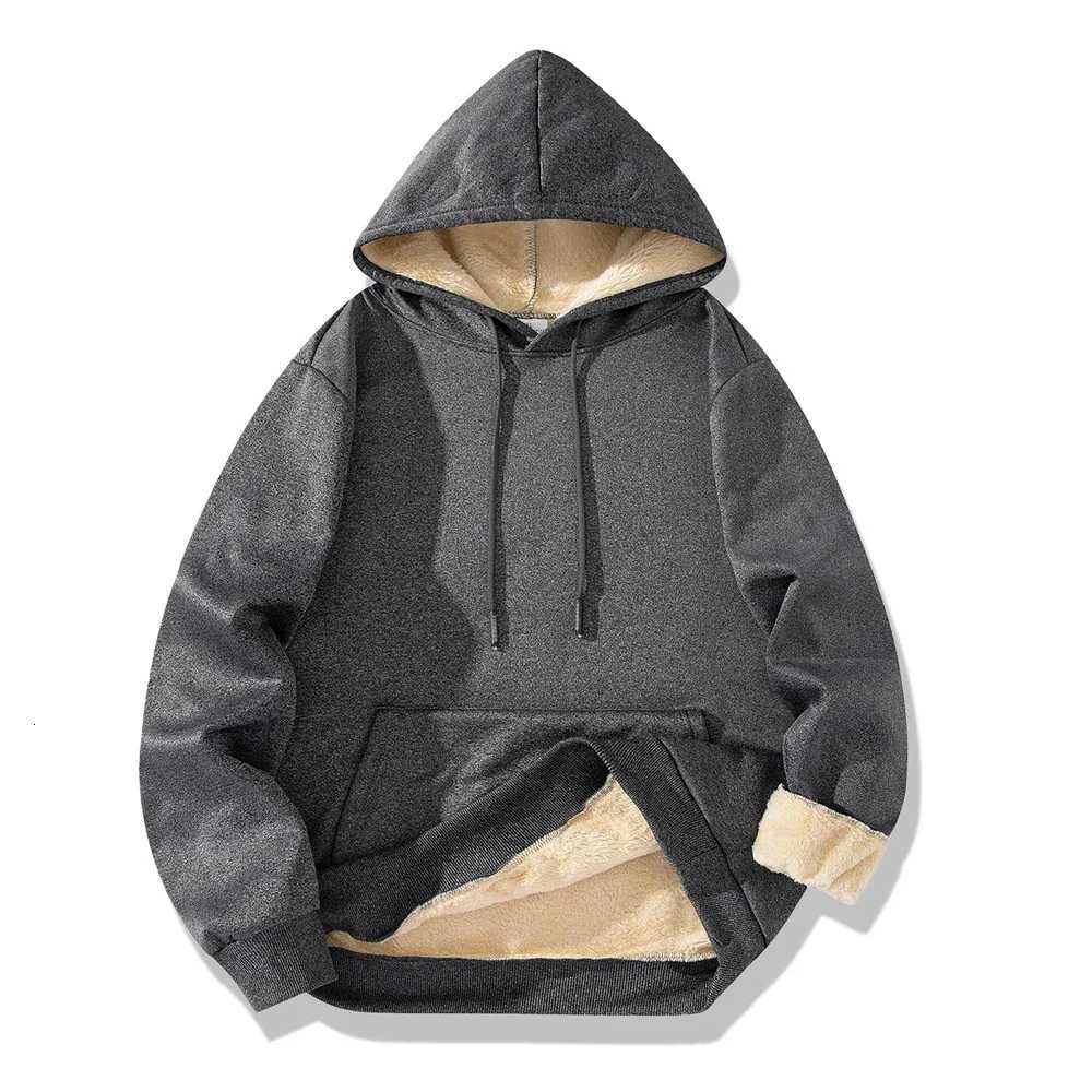 Mens Winter Warm Hoodies Sports Thick Sweatshirts Windproof Thermal Casual Solid Color Loose Long Sleeve Pullover Streetwear Z251017