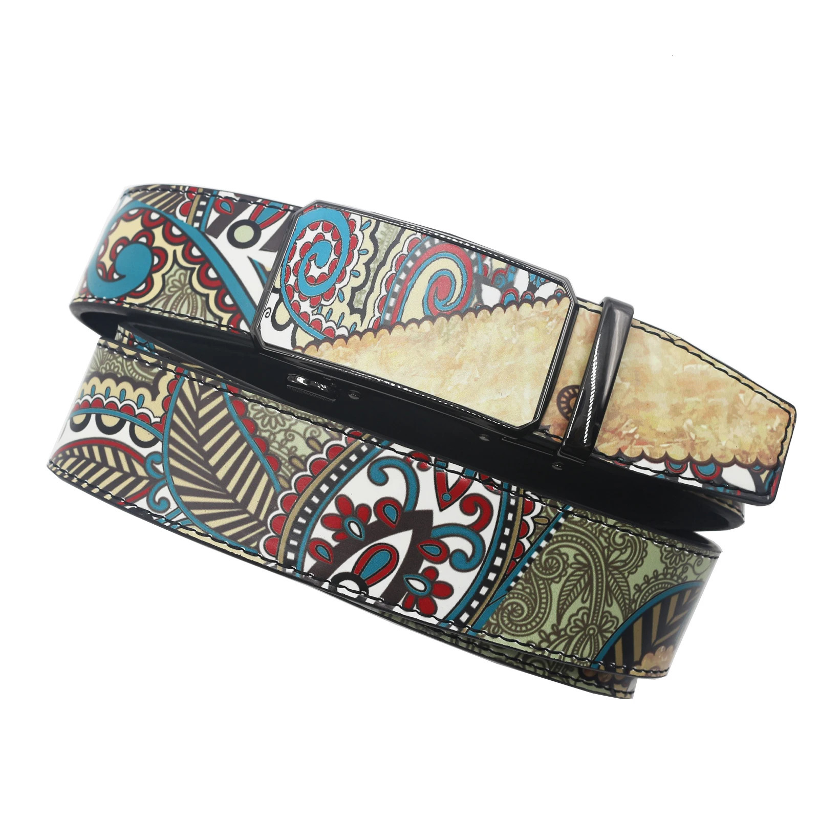Elegant Hip hop Belts Quality PU Leather Belt Female Male Automatic Buckle Vintage Print Waist Straps 251010