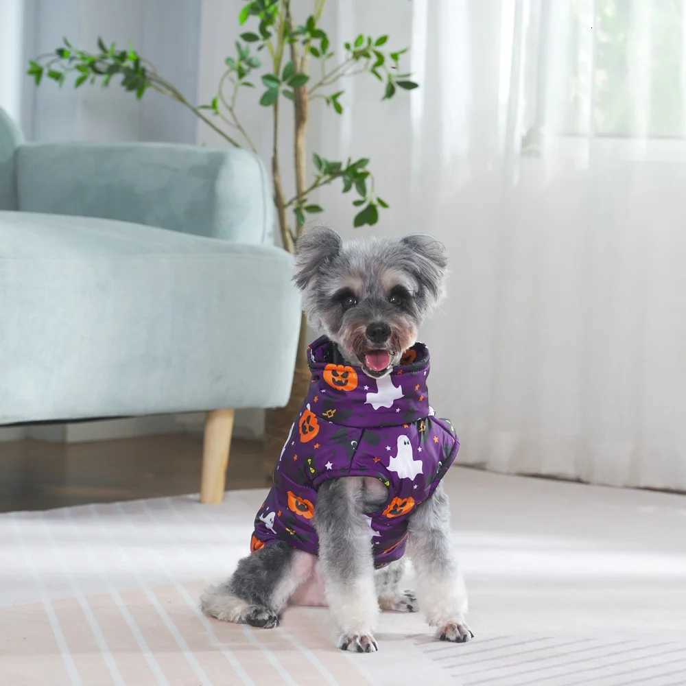 Halloween Pet Dog Clothes For Small Medium Dogs Cats Funny Print Puppy Coat Winter Warm Fleece Clothing French Bulldog CostumeW251017