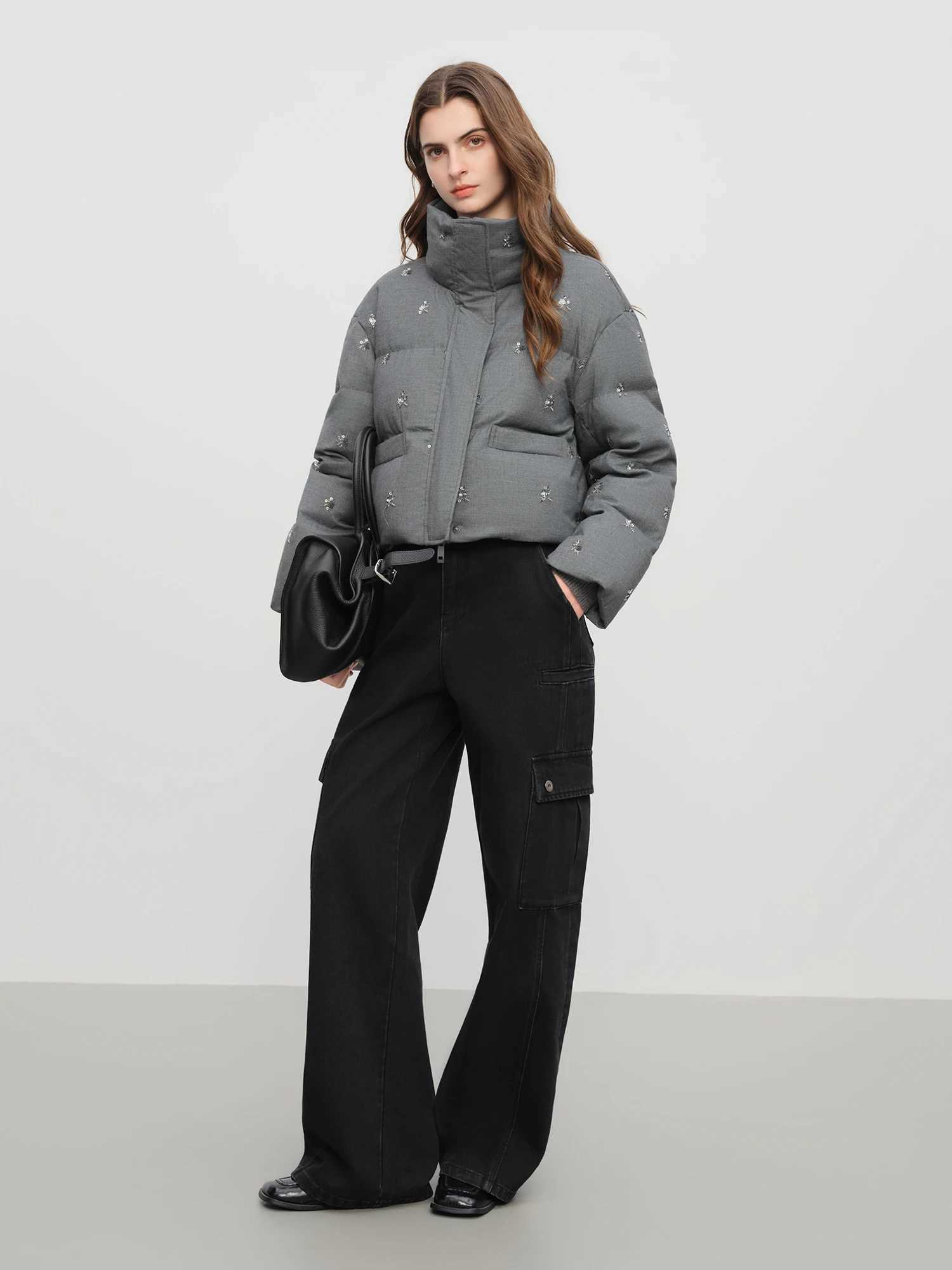 FSLEPremium SeriesBeaded Short Puffer Down Vest Women Autumn Winter Quilted Down Jacket Down Gilet Coat Outdoor Streetwear W251016