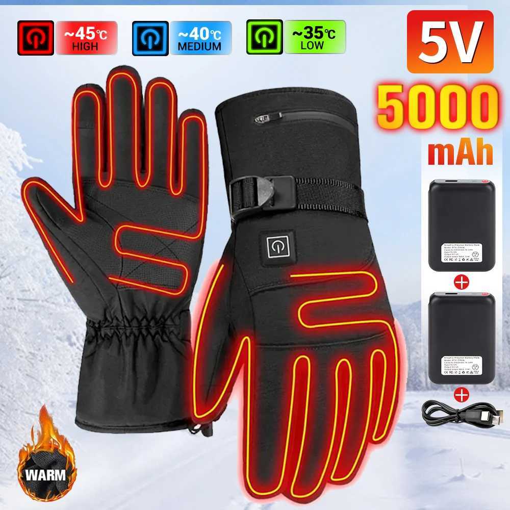 Electric Heated Gloves Motorcycle Winter Moto Heated Gloves Warm Waterproof Rechargeable Heating Thermal Gloves For Snowmobile H251017