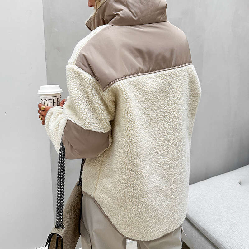 Autumn And Winter New Plush Loose Stand Collar Pullover Sweatshirt For Women Fashion Fleece Women's Clothing B5