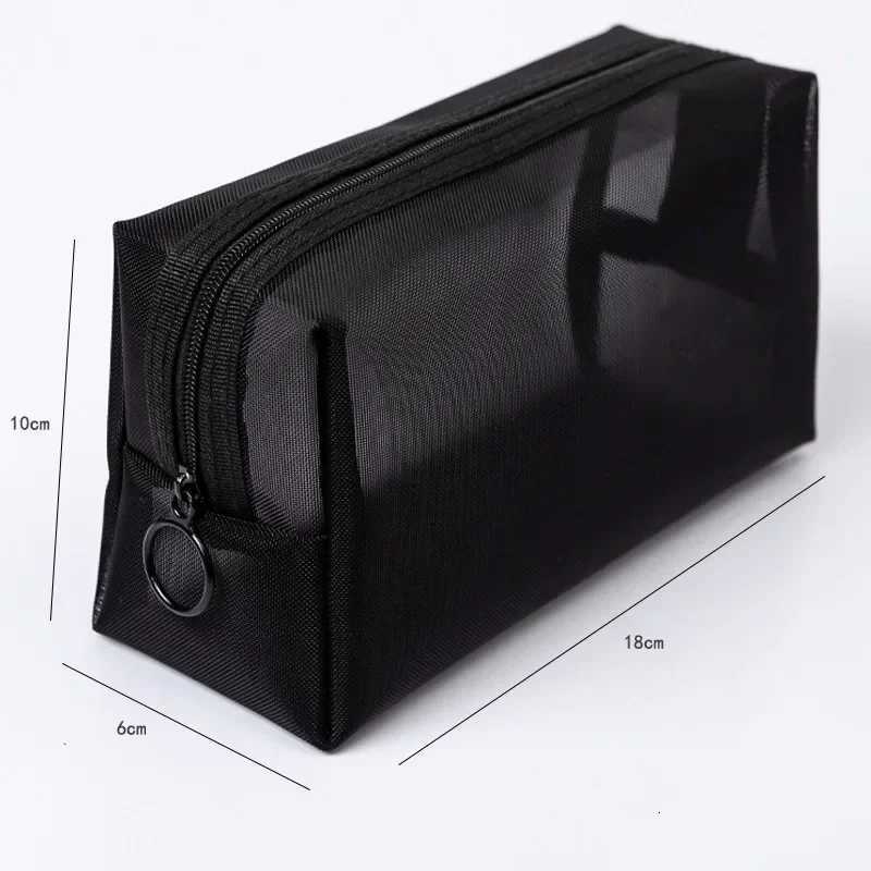 1PCS Womens Cosmetic Bags Travel Neceser Black Toiletry Kit Transparent Makeup Organizer Washing Pouch Small Large Make Up Bag W251017