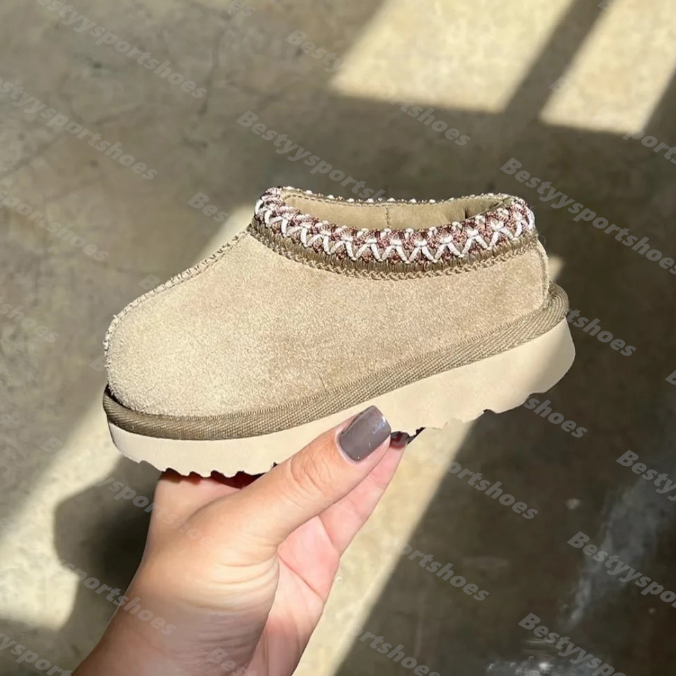 Designer Kids Toddler Tasman Slippers Boots Tazz Baby Shoes Chestnut Fur Slides Sheepskin Shearling Classic Ultra Mini Boot Winter Mules Slip-on Wool