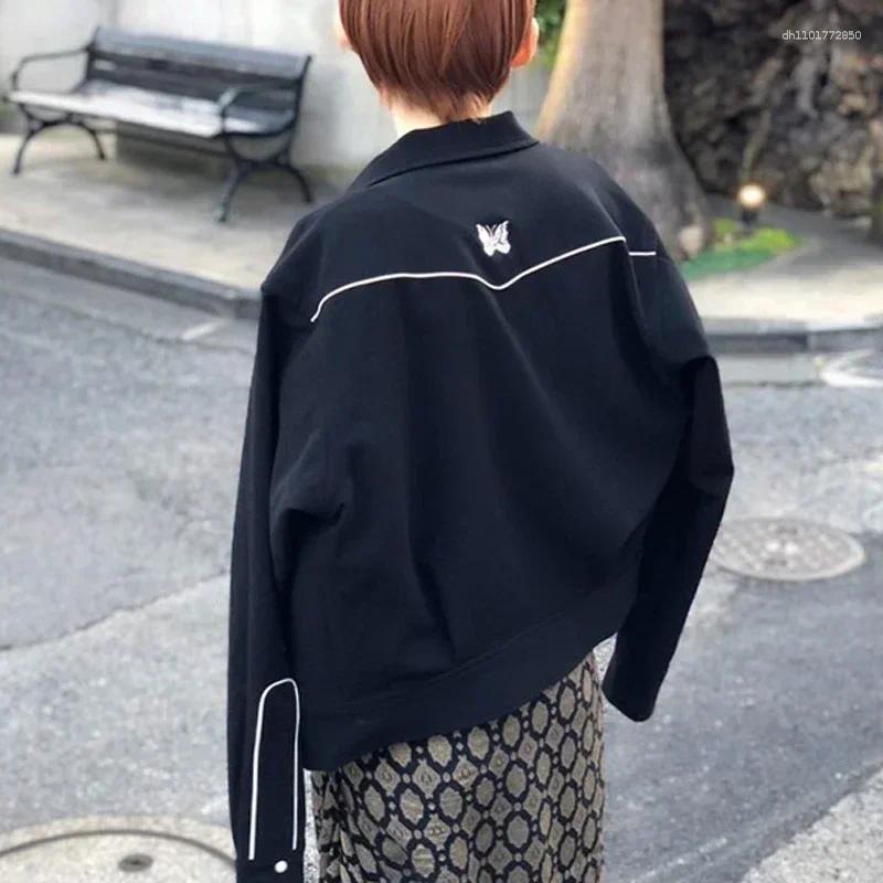 Men's Jackets Leisure Arrival Long Sleeve White Embroidery Lapel Collar Button Oversize Men Women Black Jacket