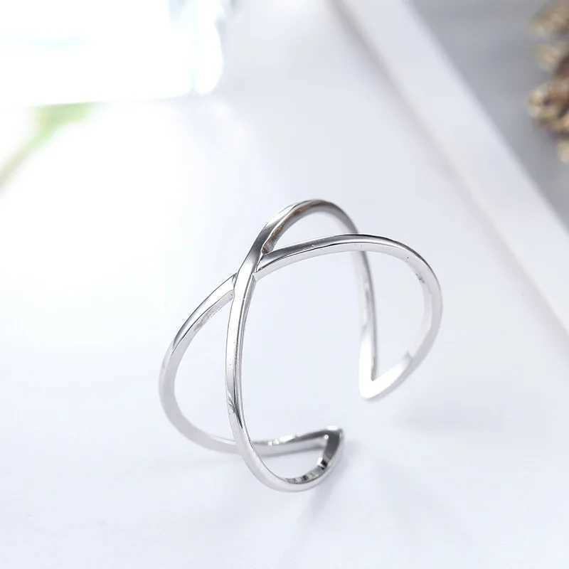 925 Sterling Silver Overlapping Simple Rings For Women Wedding Luxury Designer Jewelry AccessoriesW251017