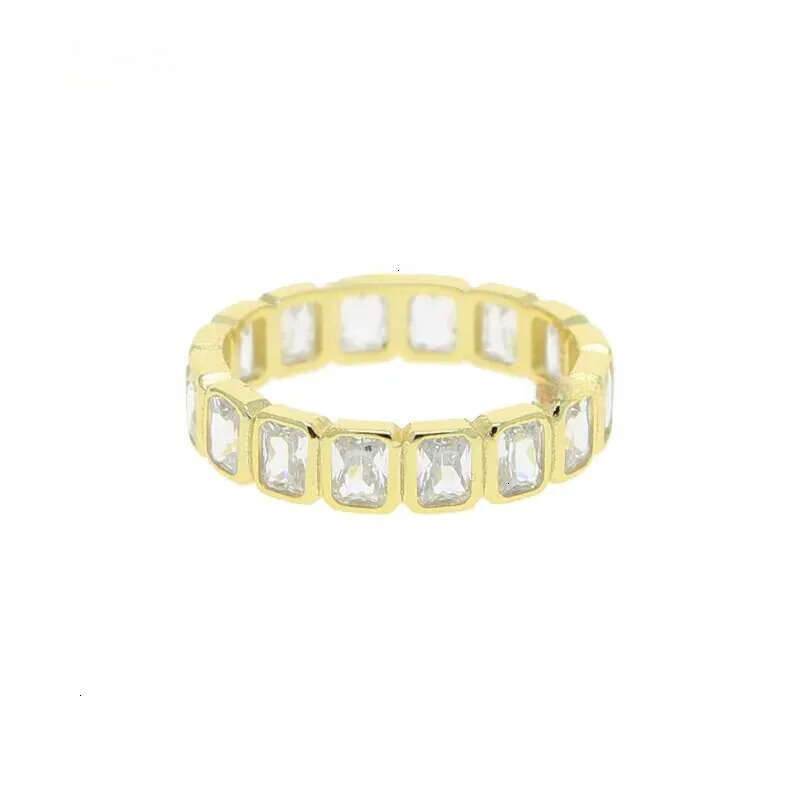 Luster Unique Wedding Eternity Band Sier 14k Gold Bezel Set 3x5mm Emerald Cut Moissanite Oval Ring for Women