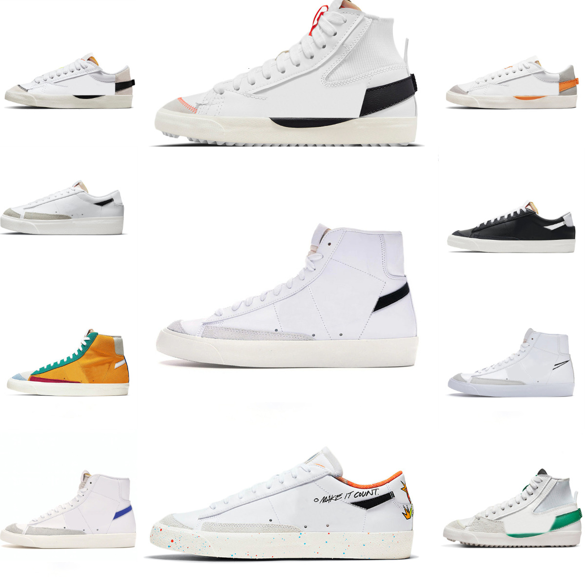 Trainers Blazers Casual Sports Shoes Classic Vintage Mens Women Jumbo Red Black White Indigo Green High Mid Outdoor Shoe Summit Arctic Punch Gum Platform Sneakers S9