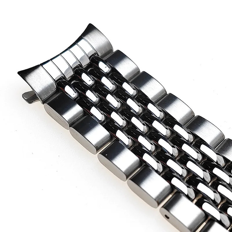 20 22mm 316L Solid Stainless Steel Bracelet Adjustable Curved Flat Beads of Rice Watch Strap Fit For Seiko SKX Universal Band 251016