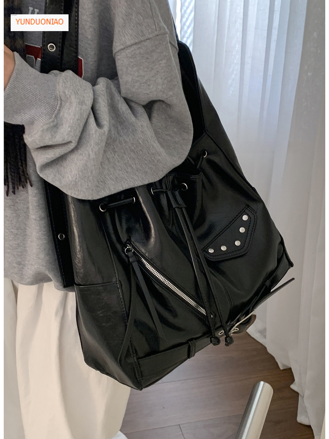 Autumn/Winter Minimalist New Luxury Handbag Large Capacity Retro Style Bucket Bag Designer Bag Women's Shoulder Crossbody Bag