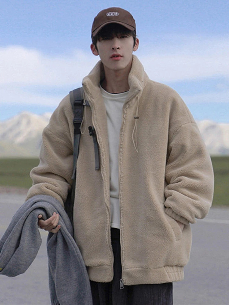 Unisex Warm Fur Korean Lamb Wool Particles Bigh Thicken Winter Trendy Men Heating Padded Jacket Women Preppy Casual Wear 251017