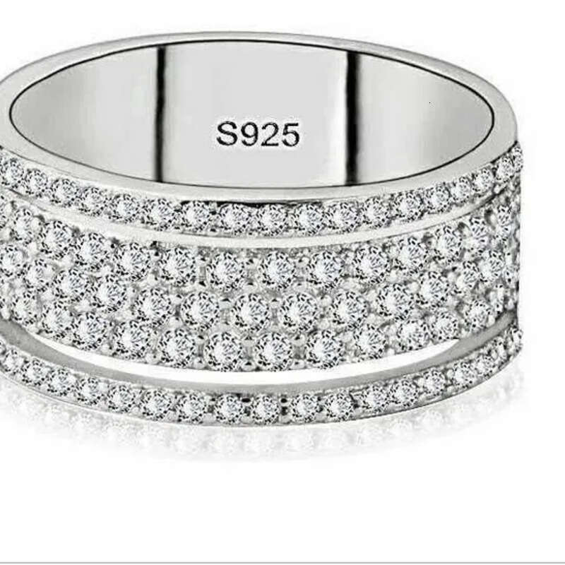 Rulalei Sparkling Jewelry Sterling Sier Pave White Sapphire CZ Dia Gemstones Party Promise Women Wedding Band Ring Gift