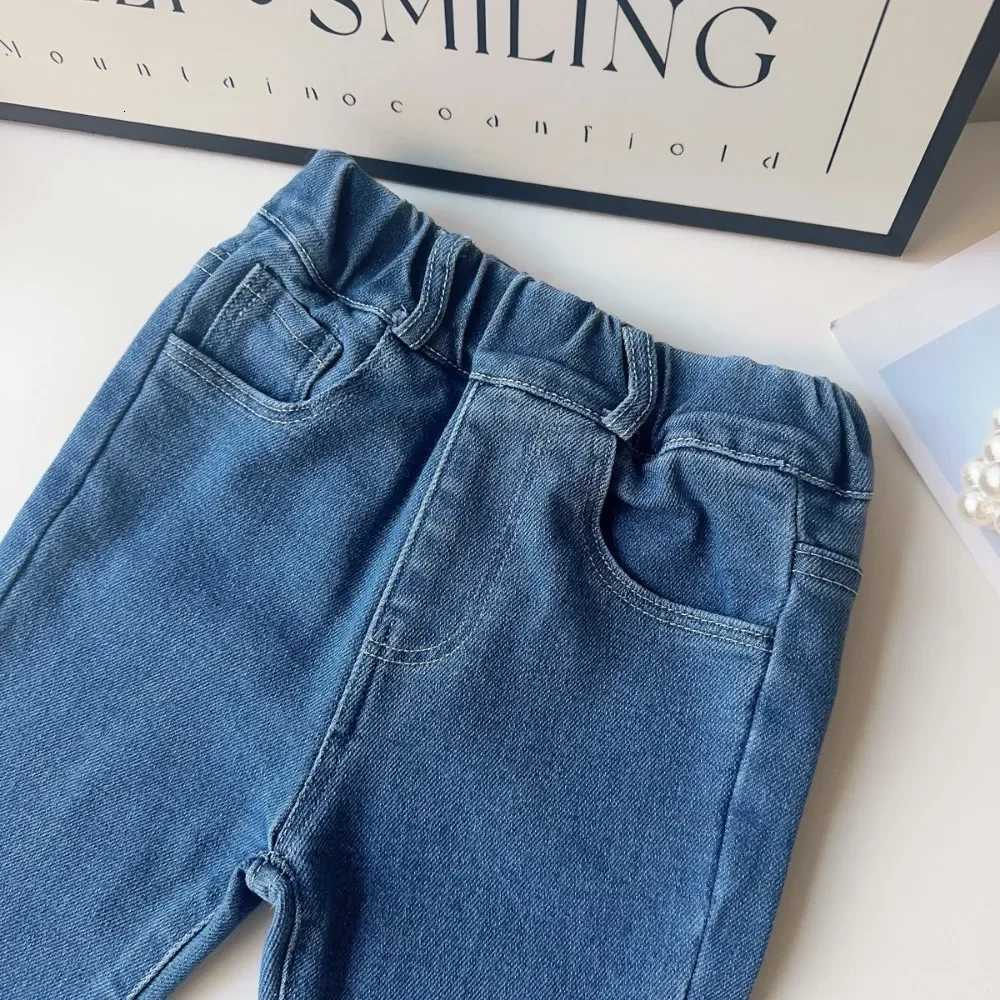 37 Years Old Cute Baby Girl Clothes Blue Kids Jeans Spring and Autumn New Solid Color Flared Pants Casual Childrens ClothingT251017