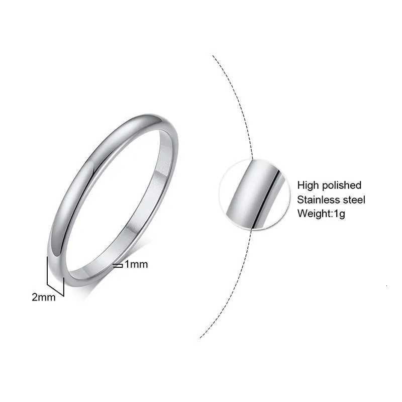 Vnox 2mm Thin Rings For Women Girl Solid Stainless Steel Minimalist Ring Set Elegant Party Tail Ring Extra Small Size 3 10W251017