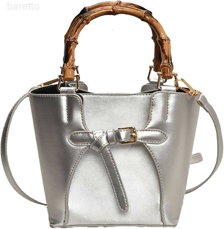 Womens Bucket Bag Trendy Crossbody Bags For Women Vegan Leather Bamboo Handle Shoulder Handbags Spring Summer Travel Purse Z251017