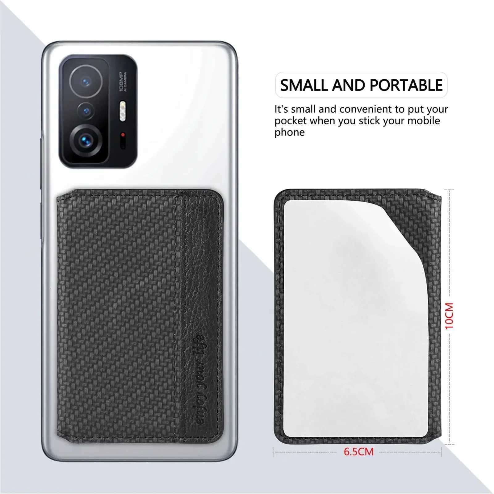 1PC PU Leather Cell Phone Card Holder Phone Multiple Cards Slot Adhesive Sticker Pocket Wallet Case Phone Stand SuporterW251017