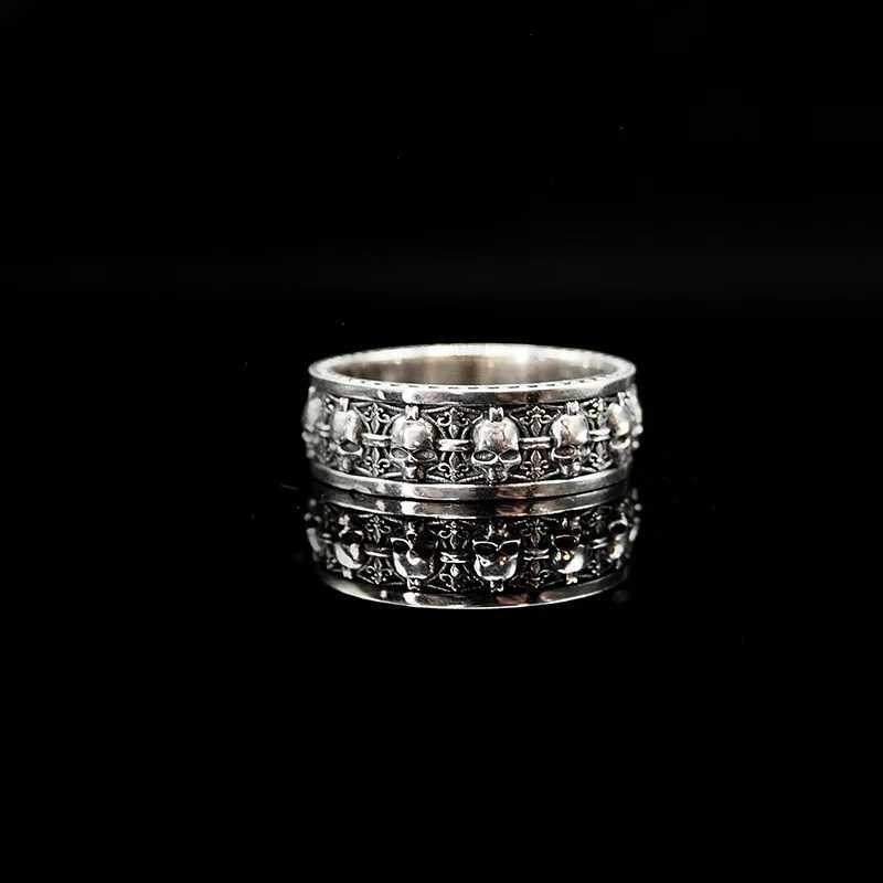 Punk Gothic Retro Engraved Horror Multiple Skulls Open Ring Mens Halloween Trend Cosplay Wearing Prop Motorcycle Ring Wholesale Z251017