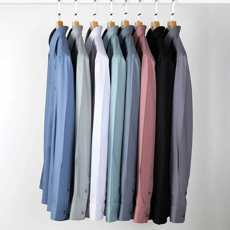 Highquality Mens Longsleeved Shirts Cool and Breathable Summer Silk Shirt Business Casual Noniron Shirts Asian Size M5XL J251017