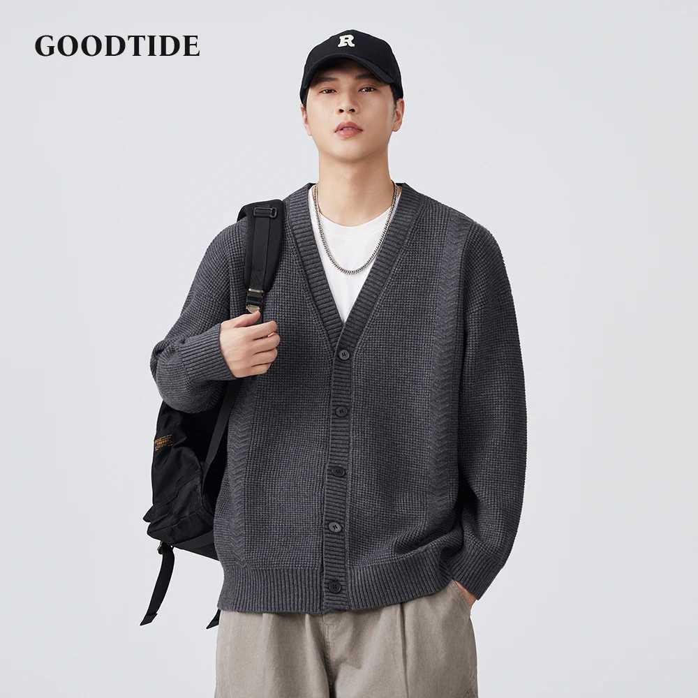 Fashion Mens Casual V Neck Button Down Cardigan 2025 Autumn Winter New Waffle Knit Sweater Jacket Long Sleeve Outerwear Top J251017