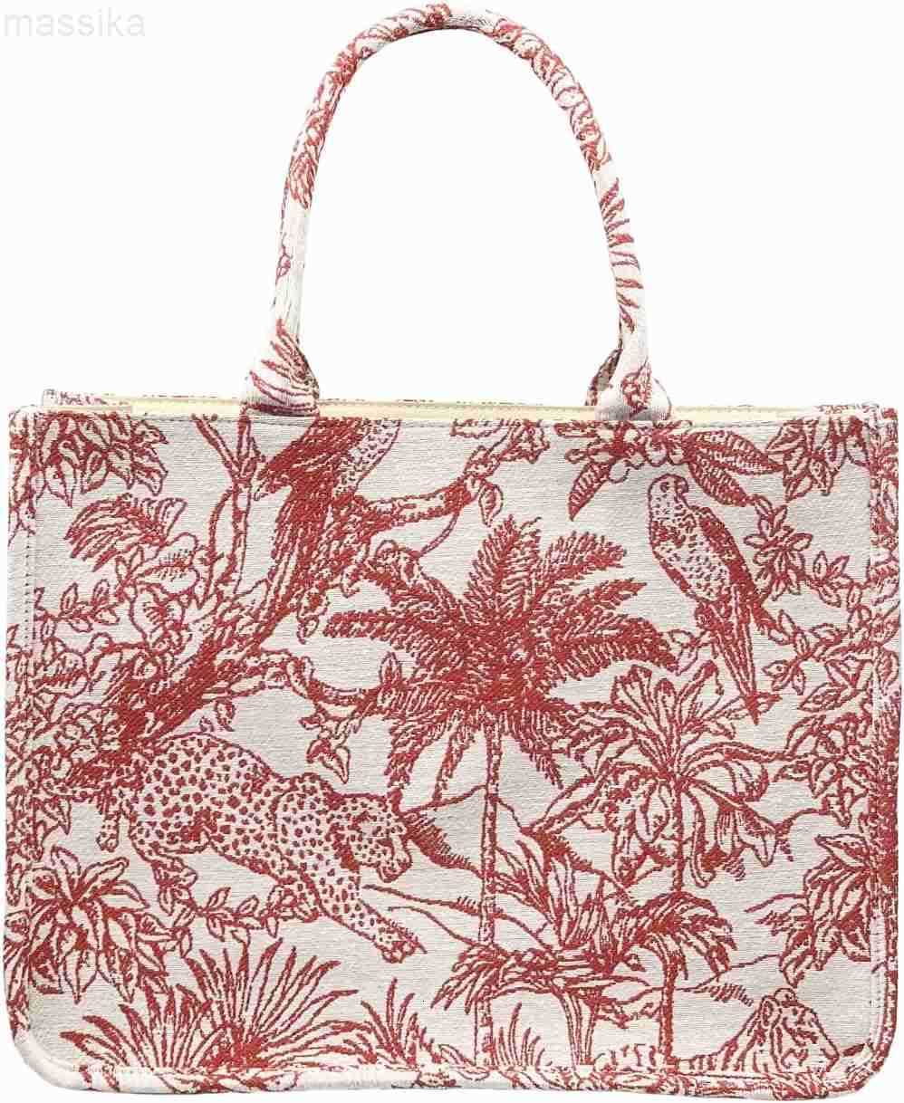 Luxury Large Tote Bag Retro Embroidery Jacquard Handbag Cotton Linen Bags for Women M251017