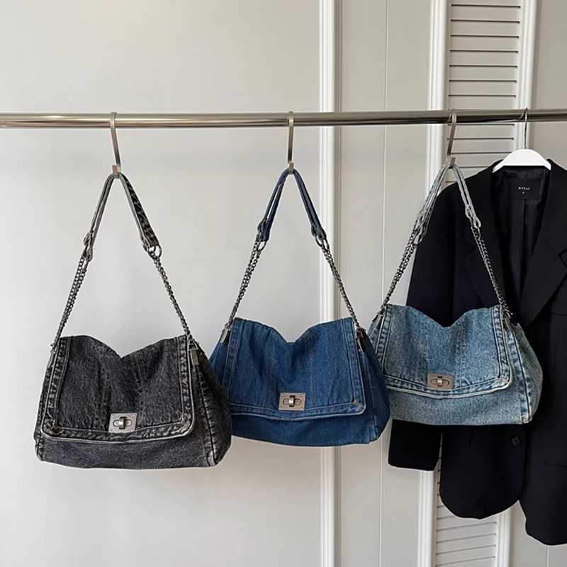Casual Cmuter Large Capaci Denim Wens Bag 2025 New Versatile Chain Single oder Crossbody Tote Bag1 D251017