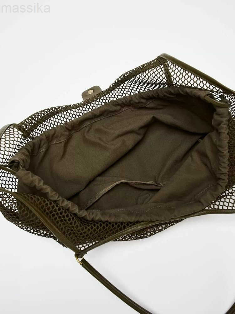 Large Mesh Hobo for Women Summer Beach Bag with Inner Bag Large Tote Elegant Purses for Vacation Travel M251017